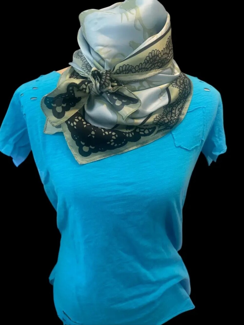 #1938 A Rare Bird Ripped Tattered Tee (Electric Blue)